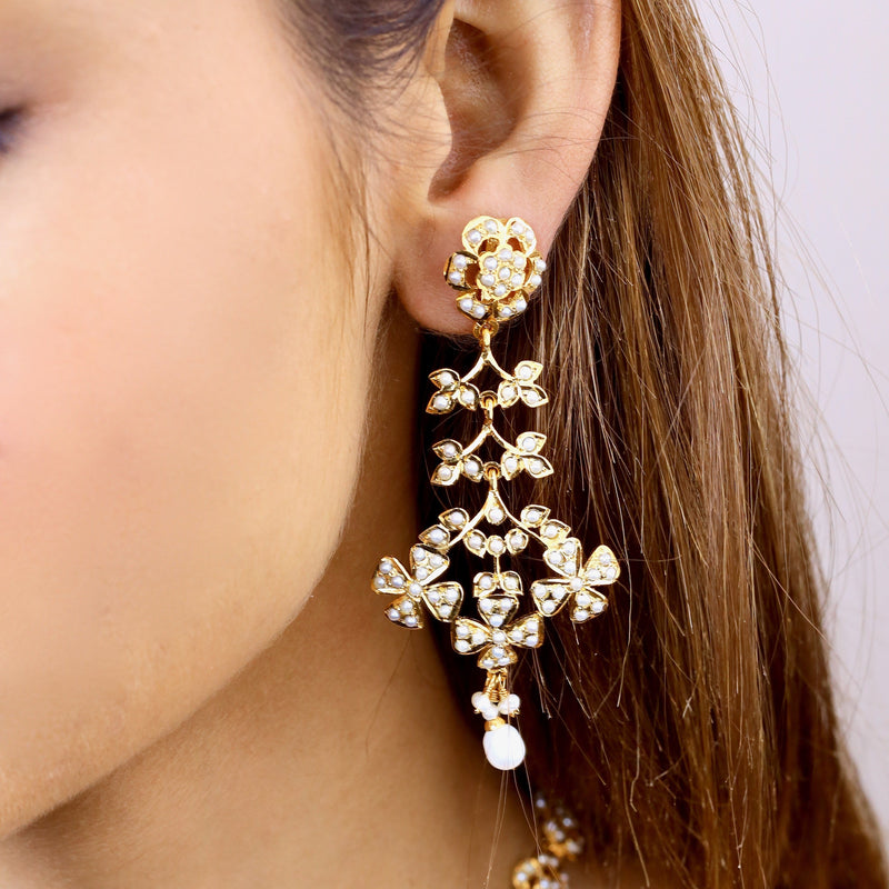 Pearl Drop Earrings in Gold Plated Silver ER 174