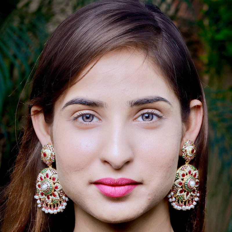 Statement Multicolored Earings in Gold Plated Sterling Silver ER 149