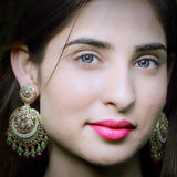 Multicolored Stone Studded Chandbali Earrings in Gold Plated Silver ER 157