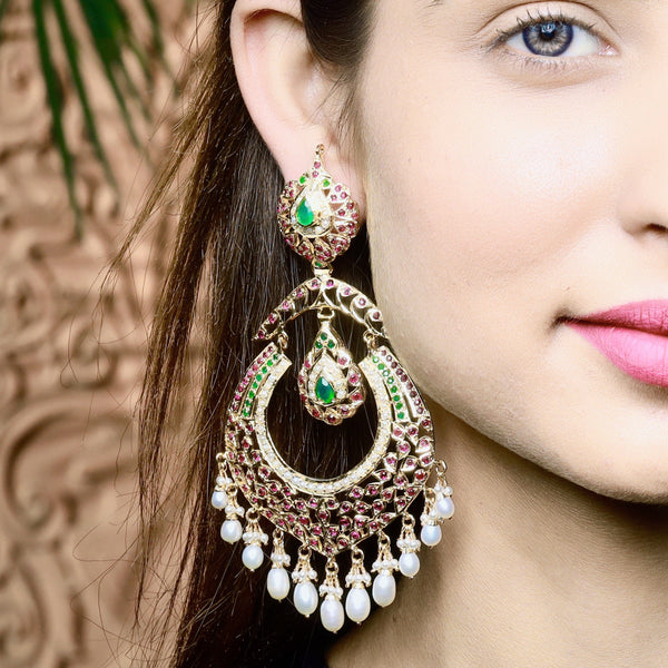 Gold Plated Chandelier Earrings for Wedding and Festive Wear - Beatnik