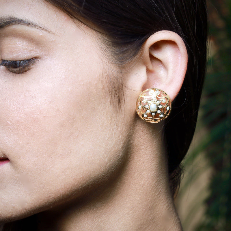 Pearl Jadau earrings  in Gold Plated Silver ER 162
