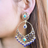 Multicolored Jadau Chandbali Earrings in Gold Plated Silver ER 311
