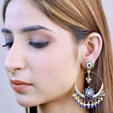 Multicolored Jadau Chandbali Earrings in Gold Plated Silver ER 308