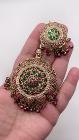 Multicolored Jadau Pendant Set in Gold Plated Silver PS 022A