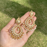 Pearl Jadau Chandbali Earrings in Gold Plated Silver ER 041