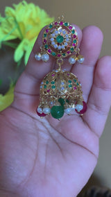 Hira jhumka in red green  ( READY TO SHIP)