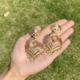 Pearl Jadau Chandbali Earrings in Gold Plated Silver ER 010
