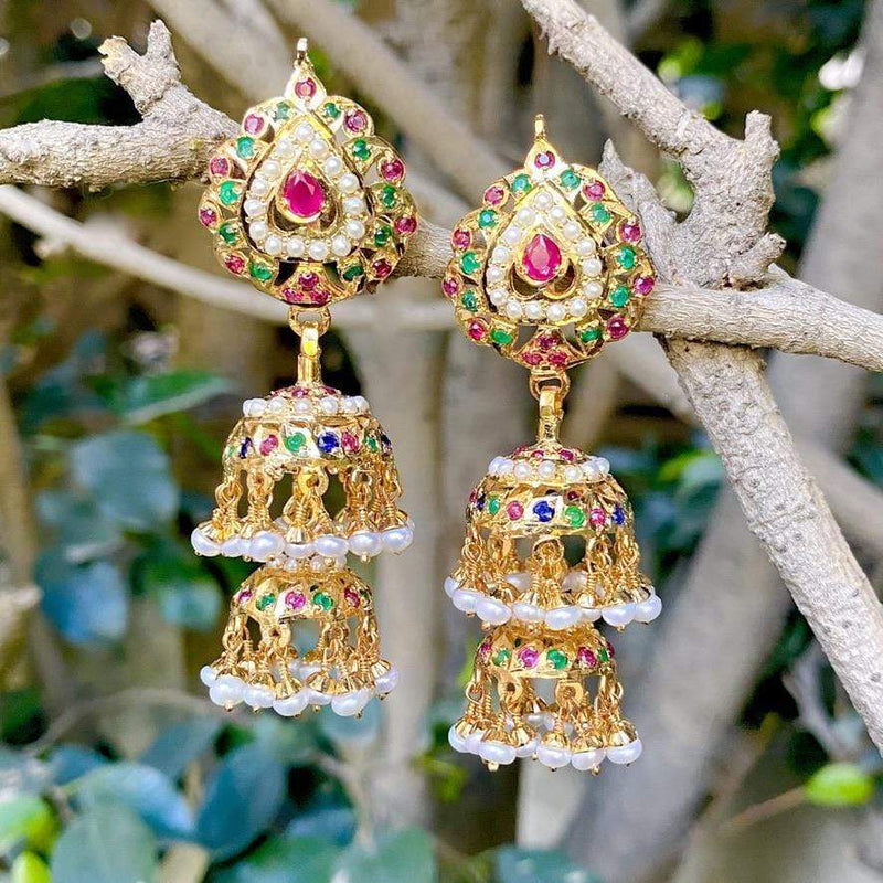 Double jhumka earrings Clearance