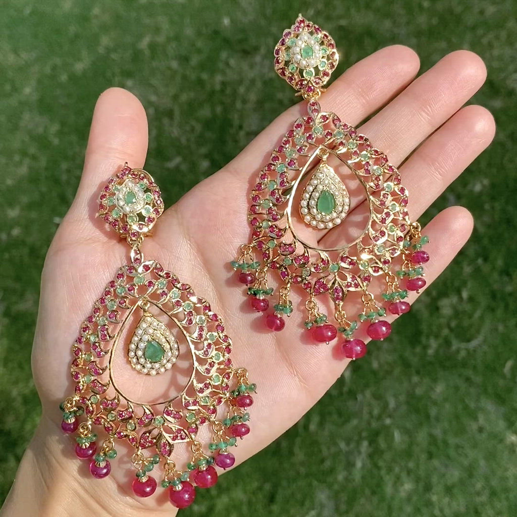 Stone Studded Traditional Golden Jhumka Earrings Jewelry 321JW02