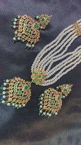 LN145 Kajal long emerald necklace set -( READY TO SHIP)