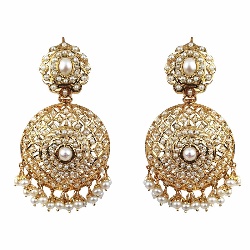 Pearl Jadau Earrings in Gold Plated Silver ER 025 – Deccan Jewelry