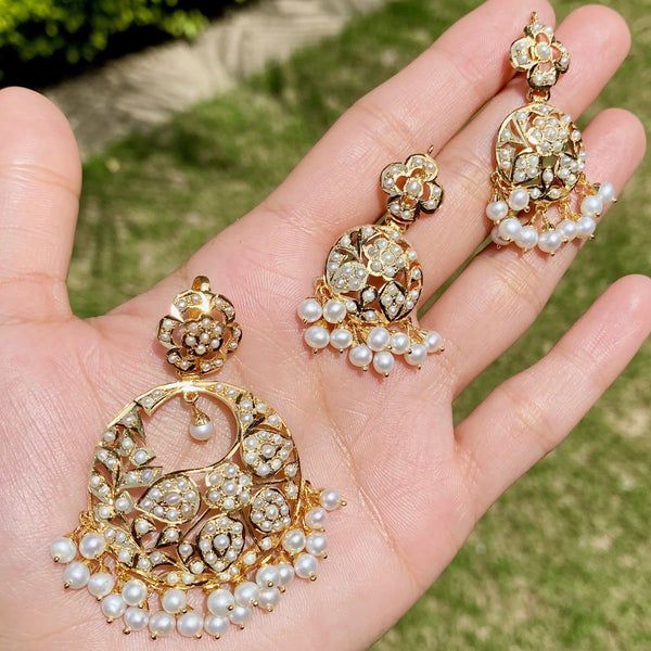 Fresh water pearls  gold plated silver pendant set PS 025