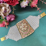 Traditional Punjabi Jadau Bracelet in Gold Plated Silver BG 029