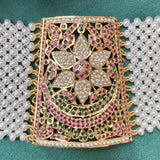Traditional Punjabi Jadau Bracelet in Gold Plated Silver BG 029
