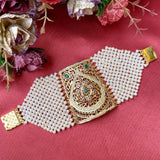 Traditional Punjabi Jadau Bracelet in Gold Plated Silver BG 031