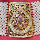 Traditional Punjabi Jadau Bracelet in Gold Plated Silver BG 031
