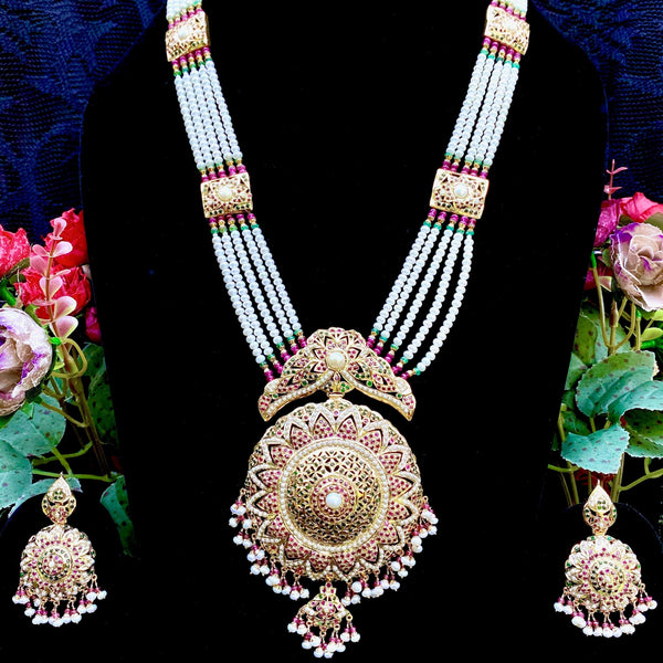 Multicolored Jadau Rani haar in Gold Plated Silver HR 011