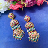 Multicolored Jadau Jhoomer Earrings in Gold Plated Silver ER 209