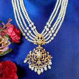 Pearl Jadau Maala Necklace Set in Gold Plated Silver NS 053