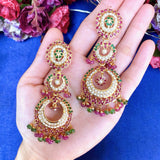 Multicolored Traditional Bridal Jadau Necklace Set in Gold Plated Silver NS 054