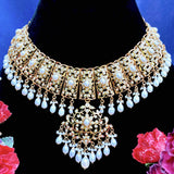 Pearl Jadau Necklace Set in Gold Plated Silver NS 057