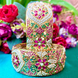 Pearl Jadau Bangles in Gold Plated Silver BG 036