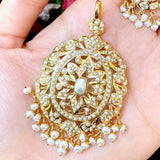 Fresh water pearls gold plated silver pendant set PS 029