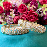 Pearl Jadau Bangles in Gold-Plated Silver