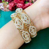 Pearl Jadau Bangles in Gold-Plated Silver
