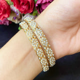 Pearl Jadau Bangles in Gold Plated Silver BG 040