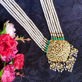 Emerald Sapphire Jadau Rani Haar Necklace Set in Gold Plated Silver NS 071