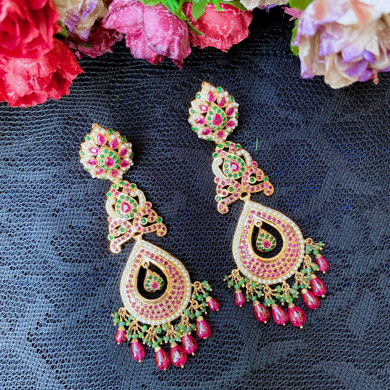 Long Chandelier Statement Earrings in Gold Plated Sterling Silver ER 012