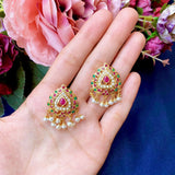 Multicolor Jadau Choker Set in Gold Plated Silver NS 088