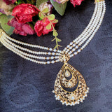 Pearl Jadau Mala Necklace Set in Gold Plated Silver NS 084