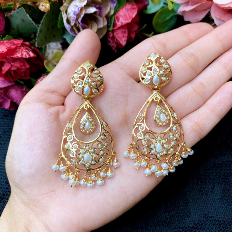 Pearl Jadau Mala Necklace Set in Gold Plated Silver NS 084