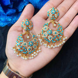 Pearl and Turquoise Jadau Earrings in Gold Plated Silver ER 306