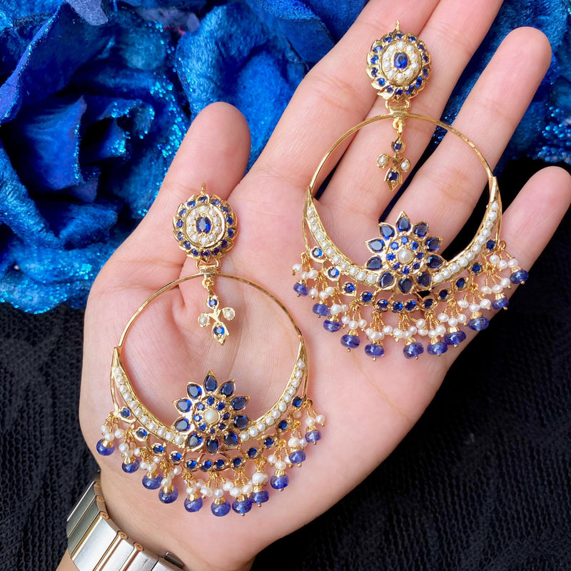 Multicolored Jadau Chandbali Earrings in Gold Plated Silver ER 308