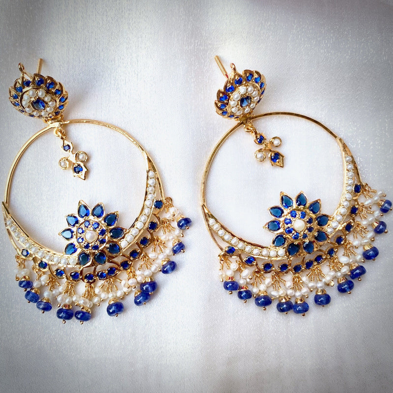 Multicolored Jadau Chandbali Earrings in Gold Plated Silver ER 308