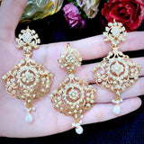 Pearl Jadau Pendant Set in Gold Plated Silver PS 040