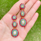 Multicolored Jadau Dangler Earrings in Gold Plated Silver ER 029