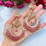 Multicolored Jadau Chandbali Earrings in Gold Plated Silver ER 346