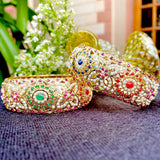 Navrattan Jadau Bangles in Gold Plated Silver BG 001