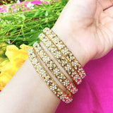 Pearl Jadau Bangles in Gold Plated Silver BG 014