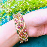 Multicolored Jadau Bangles in Gold Plated Silver BG 018