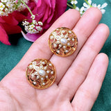 Pearl Jadau earrings  in Gold Plated Silver ER 162