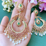 Multicolored Jadau Chandbali Earrings in Gold Plated Silver ER 172