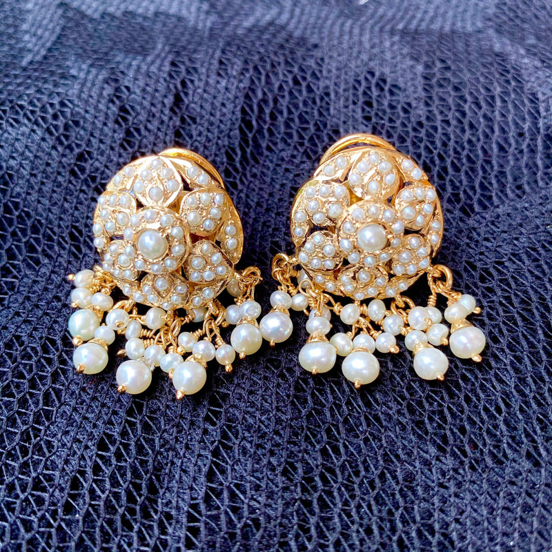 Pearl Jadau Pendant Set in Gold Plated Silver PS 003