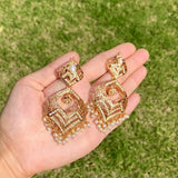 Pearl Jadau Chandbali Earrings in Gold Plated Silver ER 010
