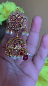 Arya Punjabi Jadau jhumka in rubies  ( SHIPS IN 4 WEEKS )