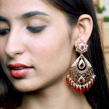 Ruby Pearl Jadau earrings  in Gold Plated Silver ER 019